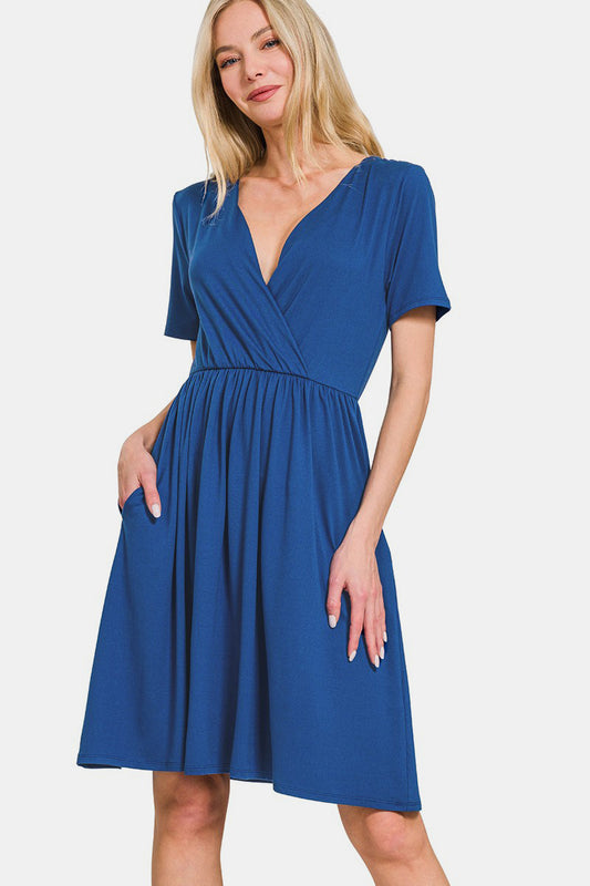 Zenana Surplice Brushed DTY Dress