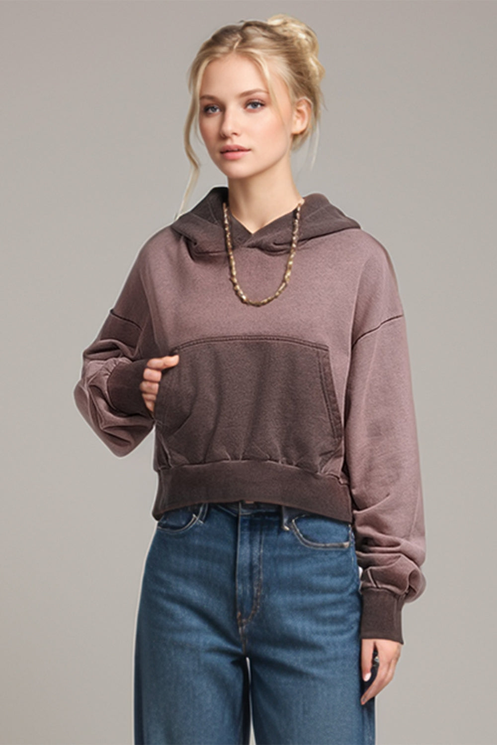 Basic Bae Kangaroo Pocket Cropped Hoodie