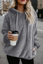 Quarter-Zip Drawstring Teddy Hoodie