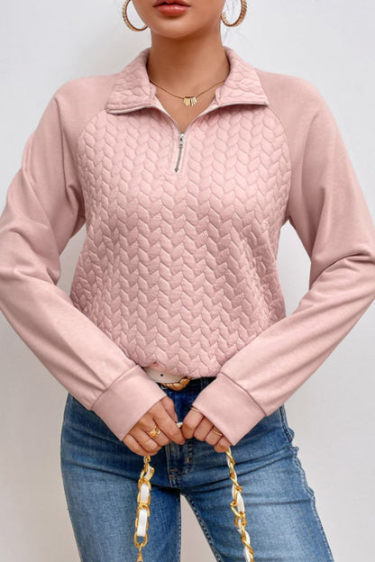 Textured Quarter Zip Sweatshirt