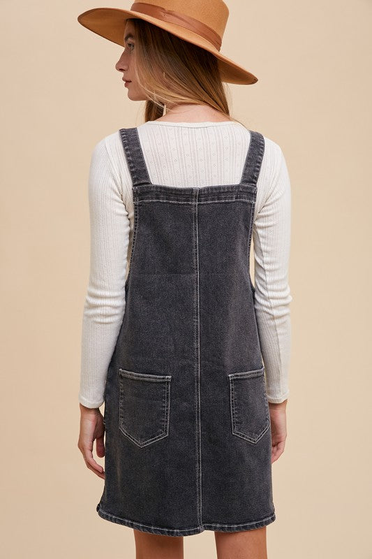 Annie Wear Wide Strap Denim Overall Dress