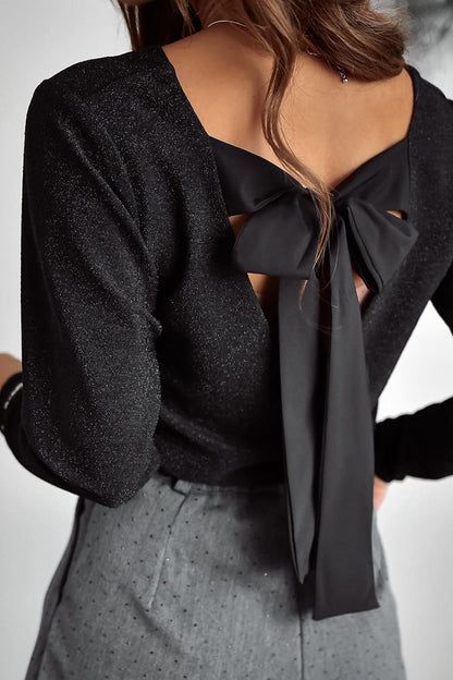 Bowknot V-Neck Blouse