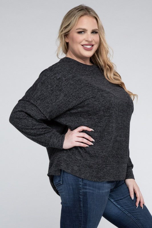 Curvy Brushed Melange Sweater