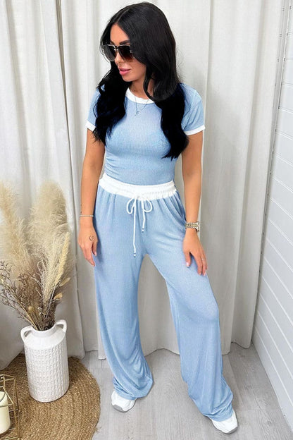 Contrast Trim Top and Pants Set