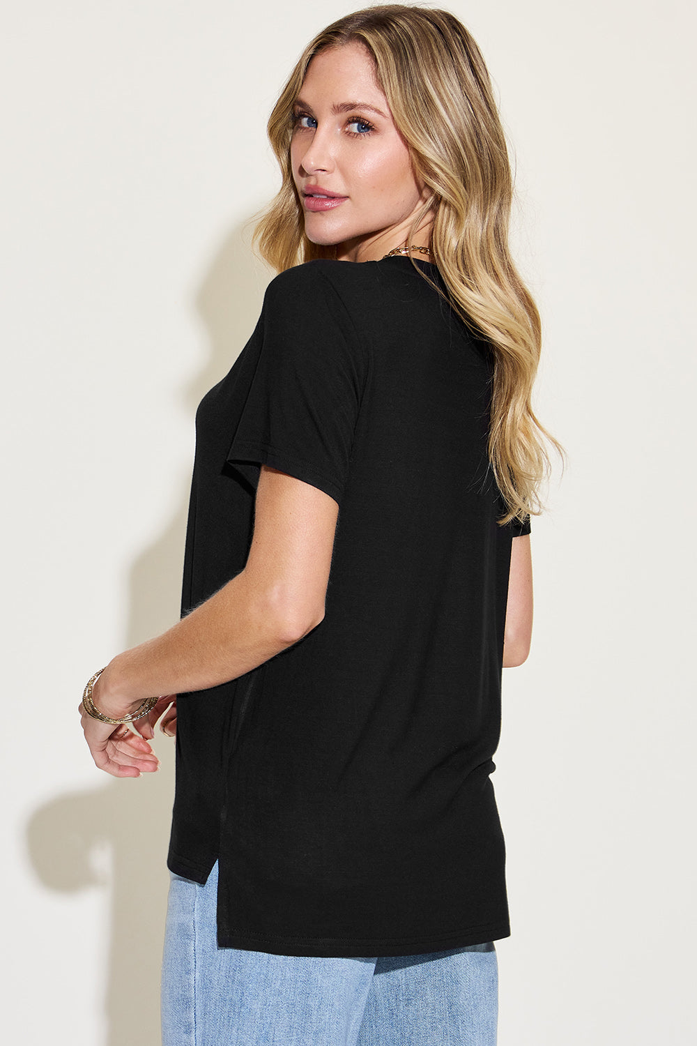 Basic Bae V-Neck High-Low T-Shirt