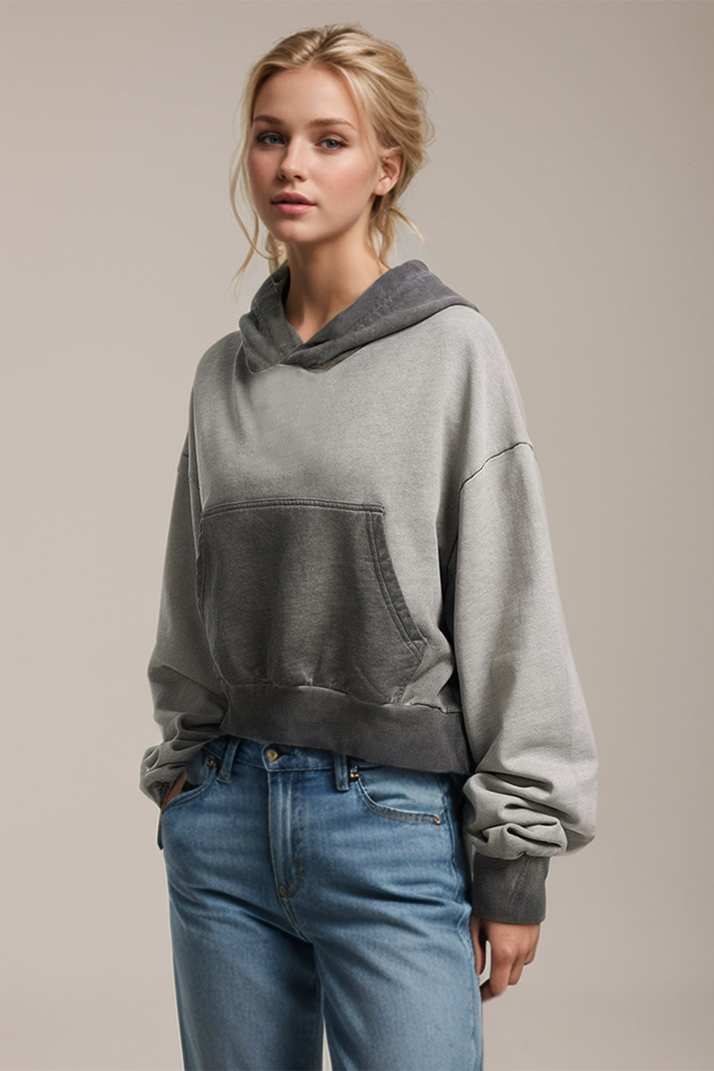 Basic Bae Kangaroo Pocket Cropped Hoodie