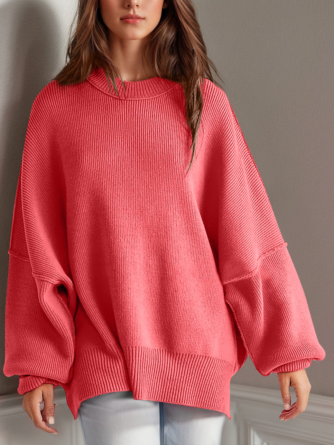 Double Take Side Slit Sweater