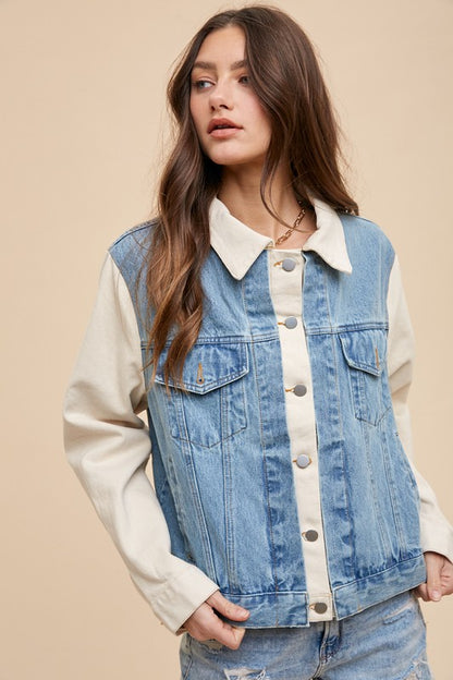 Annie Wear Collared Denim Jacket