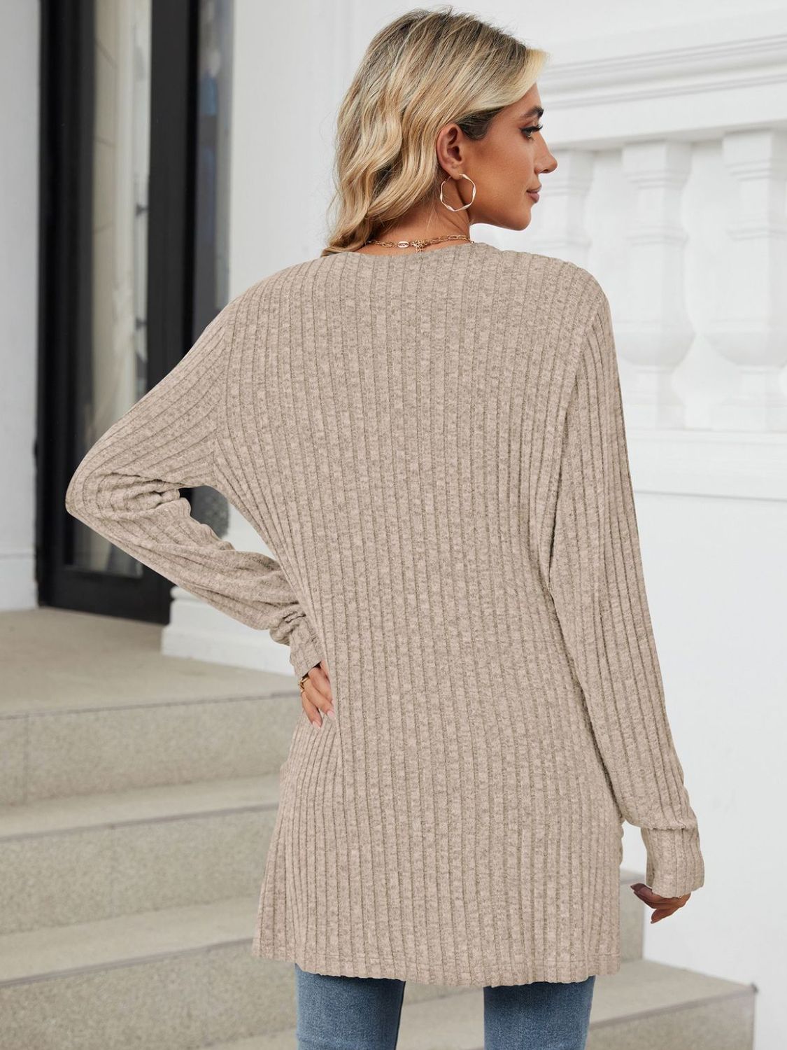 Pocketed Open Front Cardigan