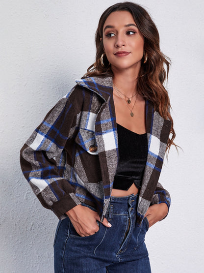 Plaid Button Front Jacket