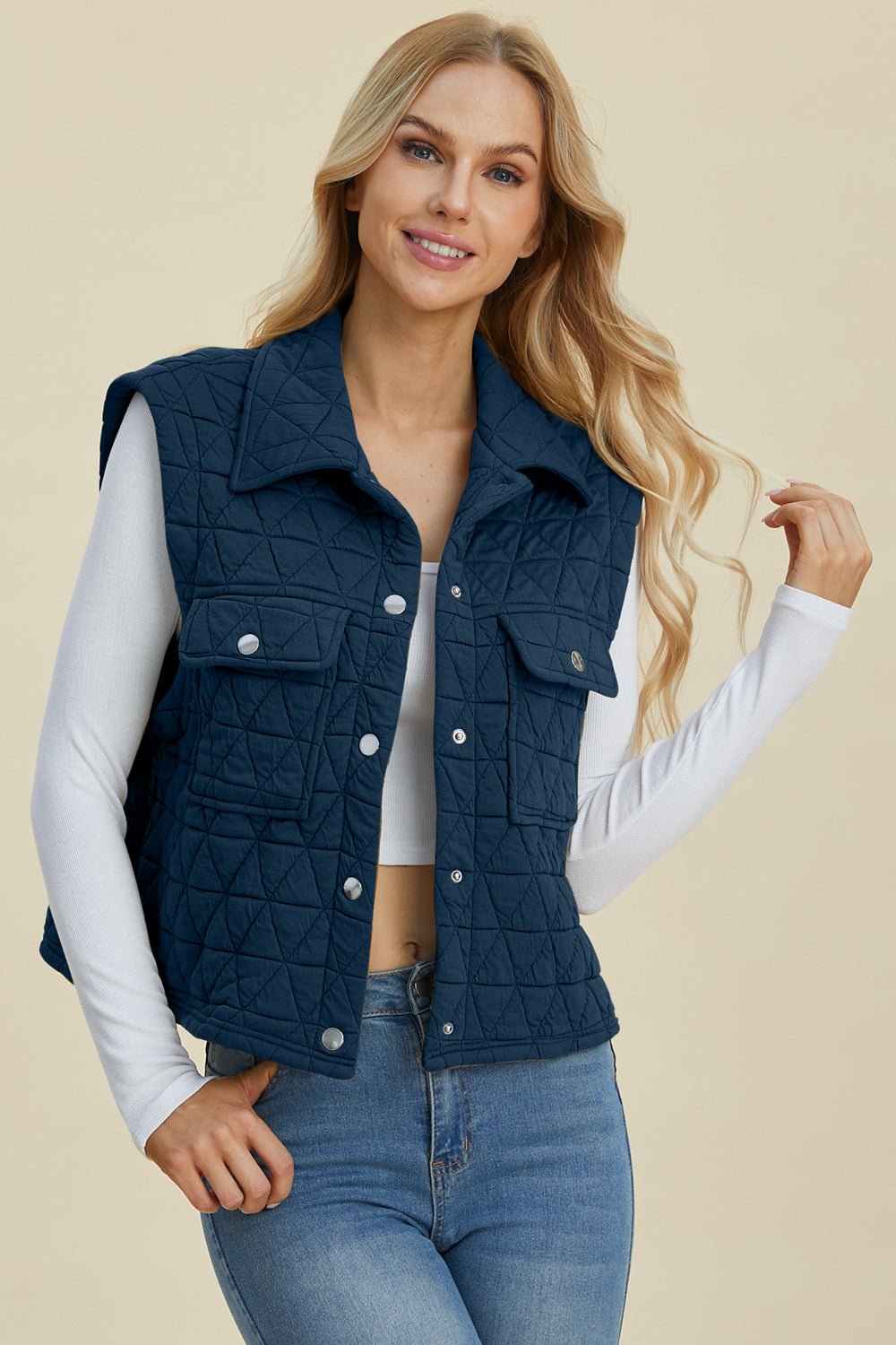 Double Take Texture Snap Vest