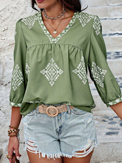 Carlee Three-Quarter Sleeve Blouse