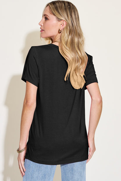 Basic Bae Bamboo V-Neck High-Low T-Shirt