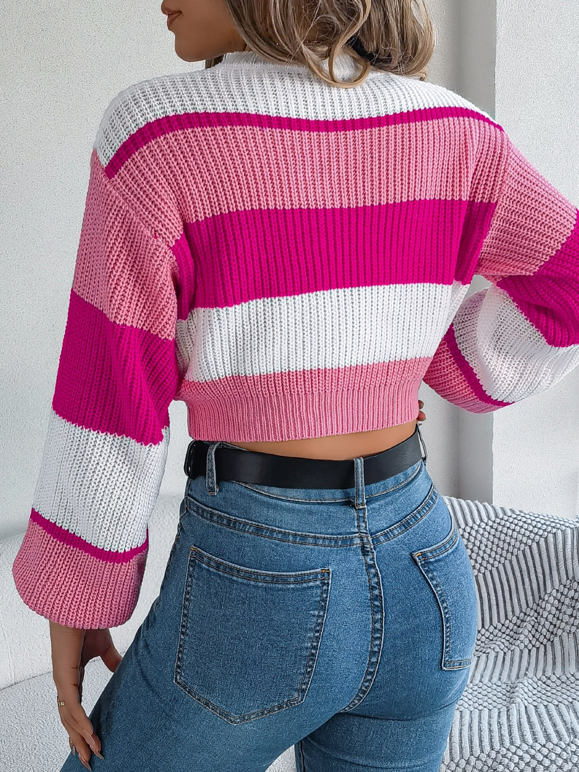 Color Block Cropped Sweater