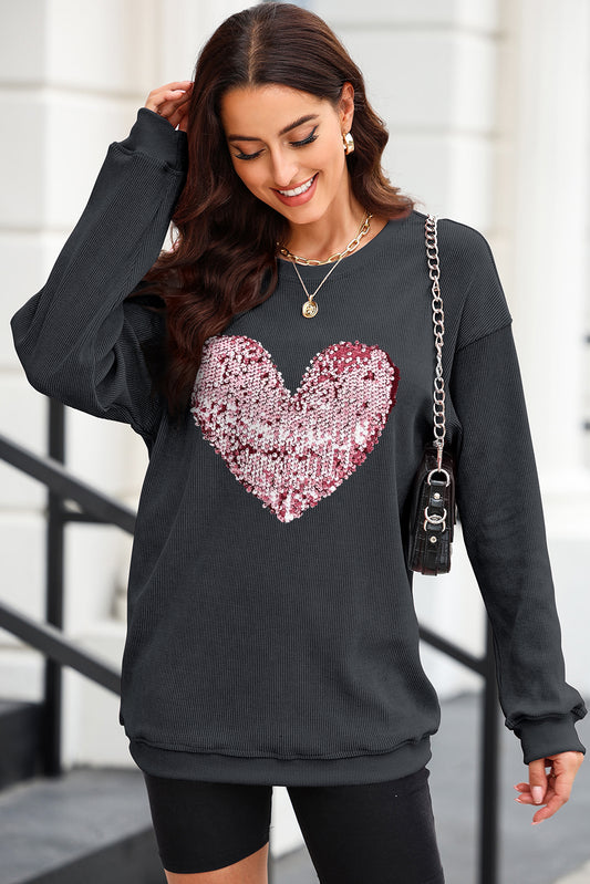 Heart Sequin Sweatshirt