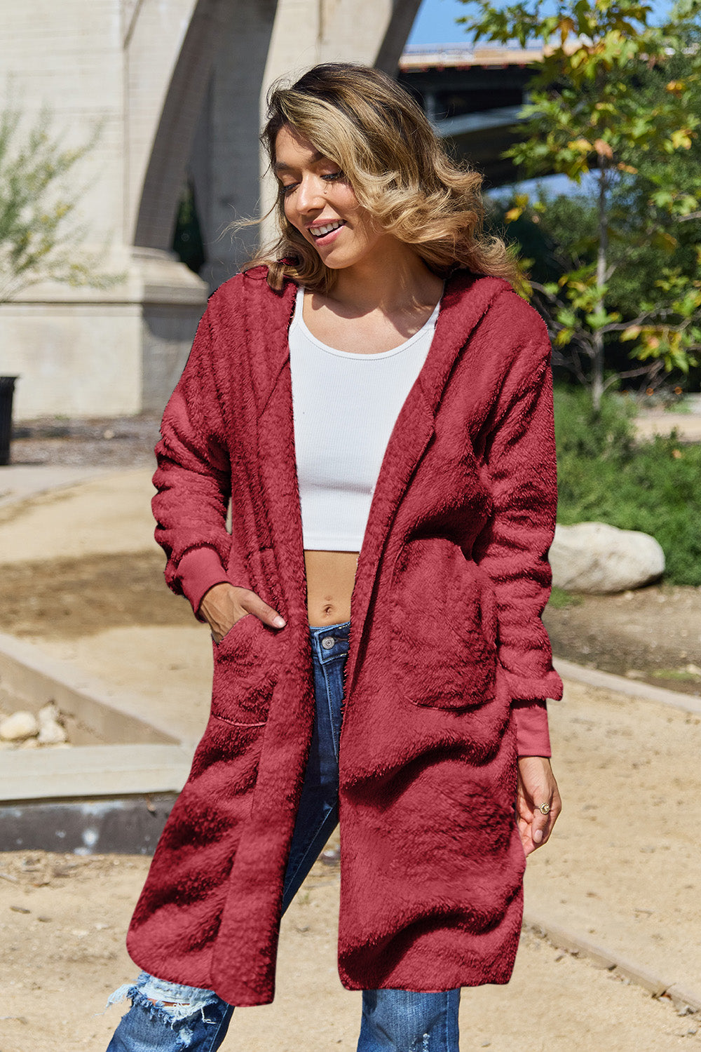 Double Take Hooded Teddy Bear Jacket