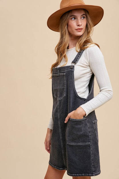 Annie Wear Wide Strap Denim Overall Dress