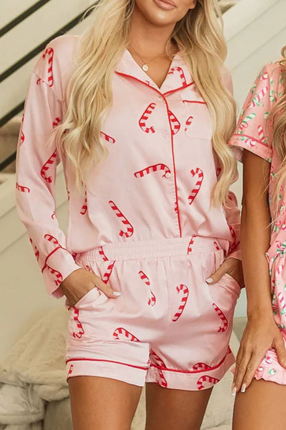 Candy Cane Top and Shorts Lounge Set