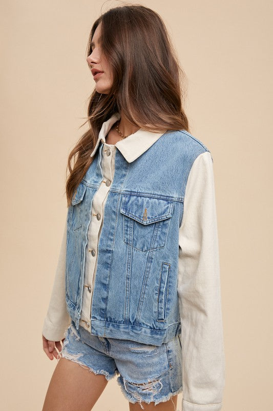 Annie Wear Collared Denim Jacket