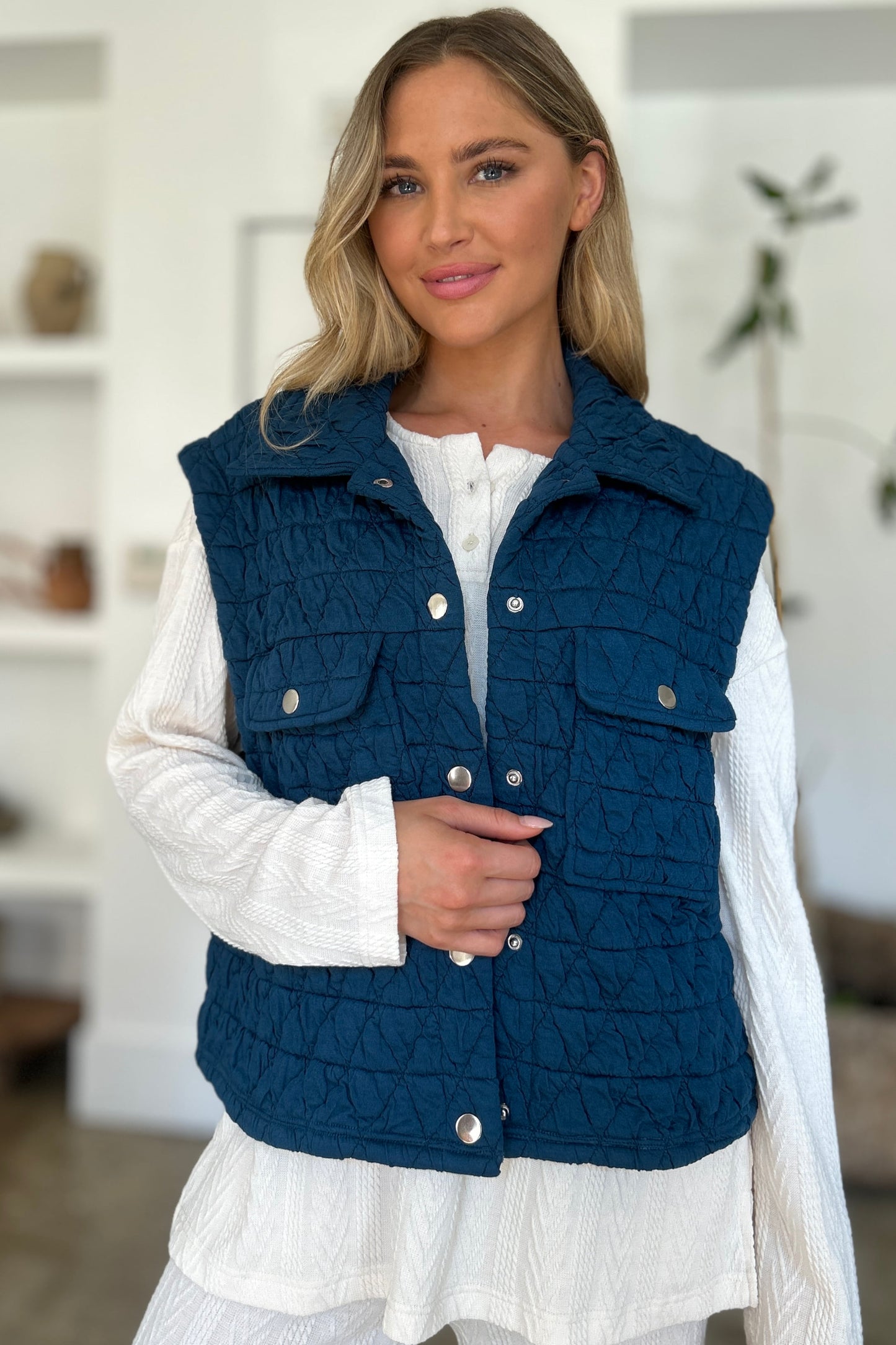 Double Take Texture Snap Vest