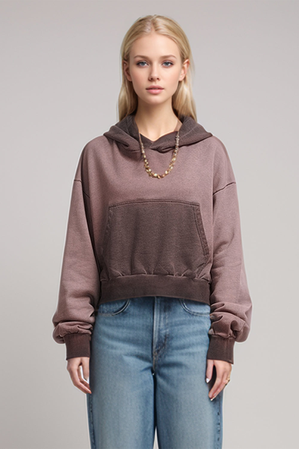 Basic Bae Kangaroo Pocket Cropped Hoodie