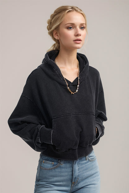 Basic Bae Kangaroo Pocket Cropped Hoodie